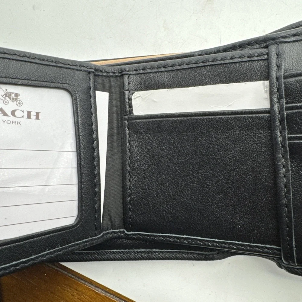 Black Coach Men's Leather Wallet F74768 New Bi-fold With Insert